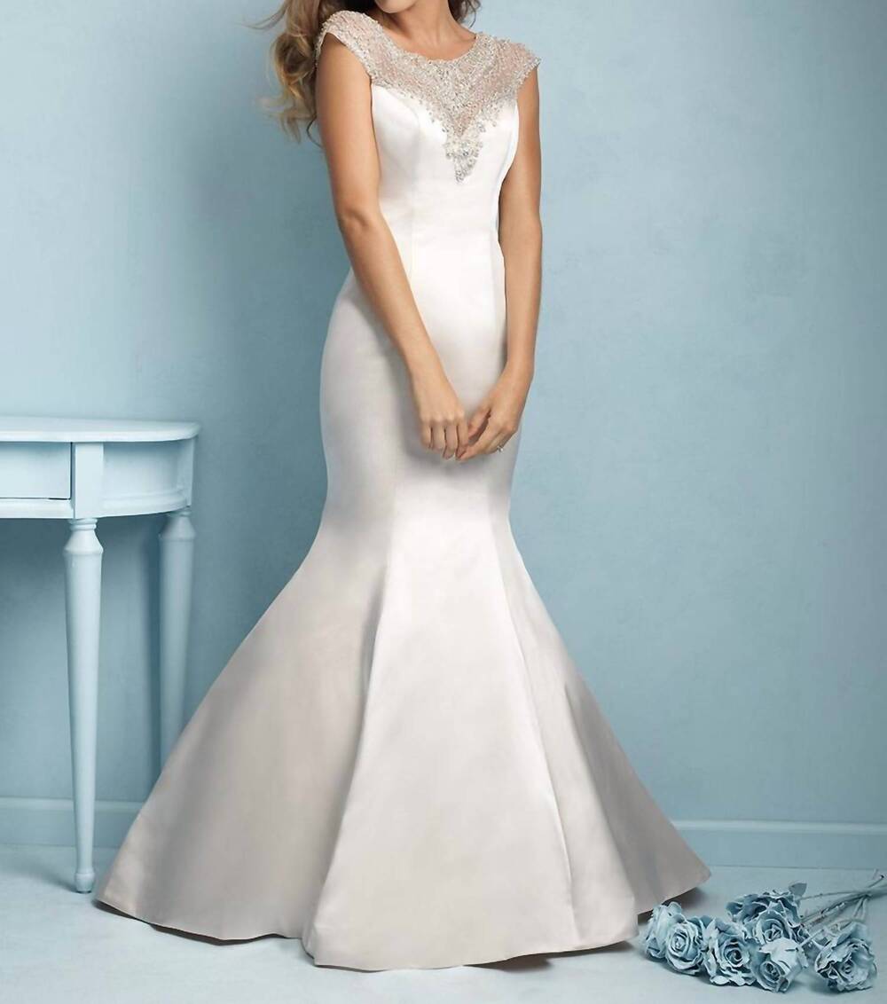 NEW ALLURE BRIDALS fit and flare wedding gown in diamond white